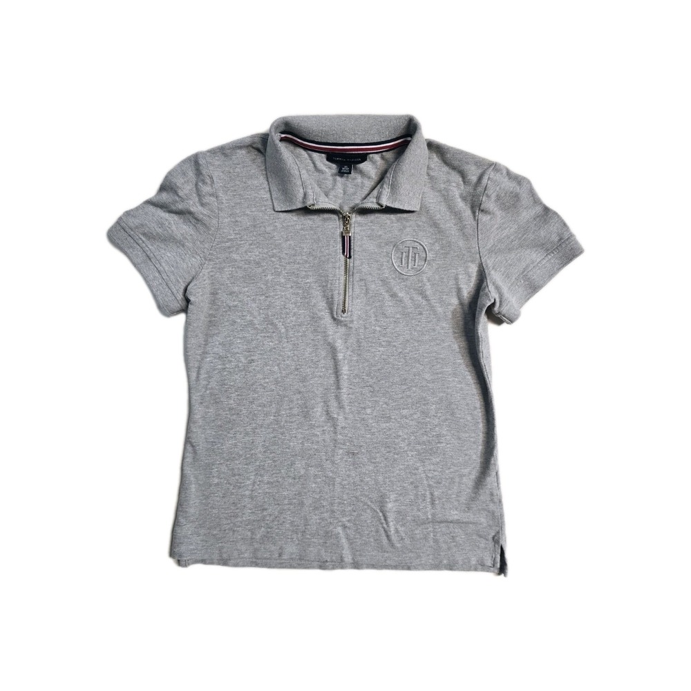 Tommy Hilfiger Women's XS Polo Shirt 1/4 Zip Up Gray